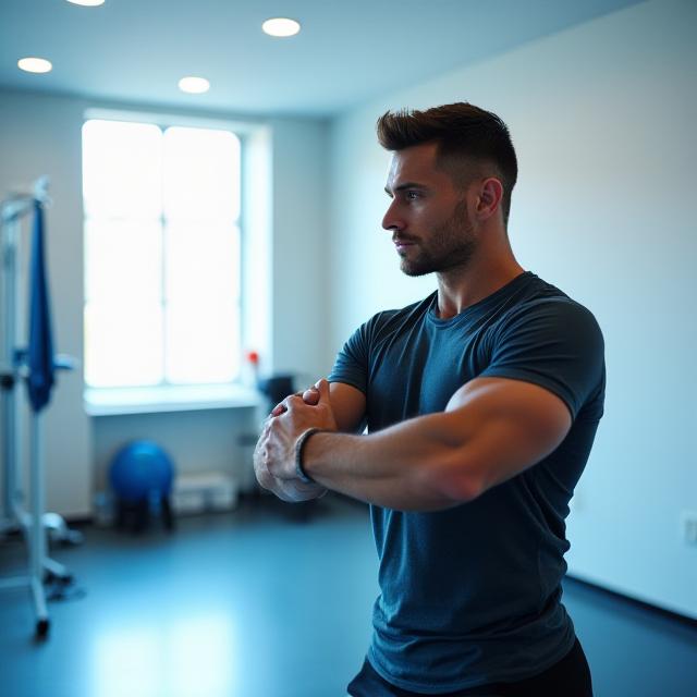 A focused athlete preparing for a training session in a modern Toronto clinic